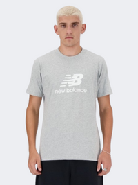 New Balance Stacked Logo Men Lifestyle T-Shirt Athletic Grey