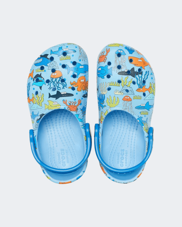 Crocs Classic Pool Party Clog Kids Lifestyle Slippers Blue/Multi 207846-4Tb