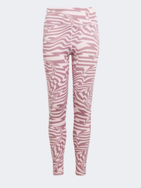 Adidas Aeroready Allover Print Optime 7/8 High-Rise Kids-Girls Training Tight Pink/White