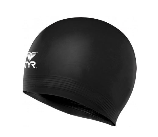 Tyr Unisex Swimming Lcl-001 Solid Latex Black Swim Cap