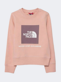 The North Face Redbox Girls Lifestyle Sweatshirt Pink Moss/Fawn Grey