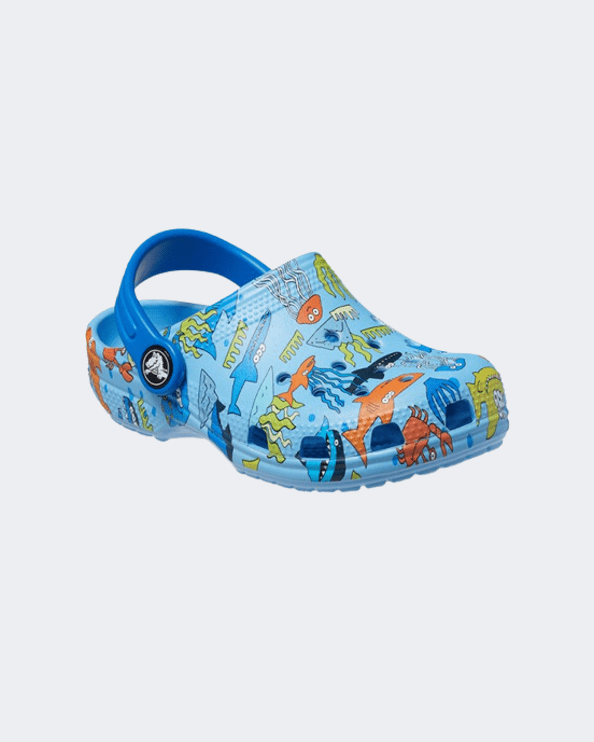 Crocs Classic Pool Party Clog Kids Lifestyle Slippers Blue/Multi 207846-4Tb