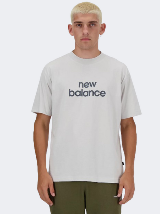New Balance Linear Logo Men Lifestyle T-Shirt Grey Matter