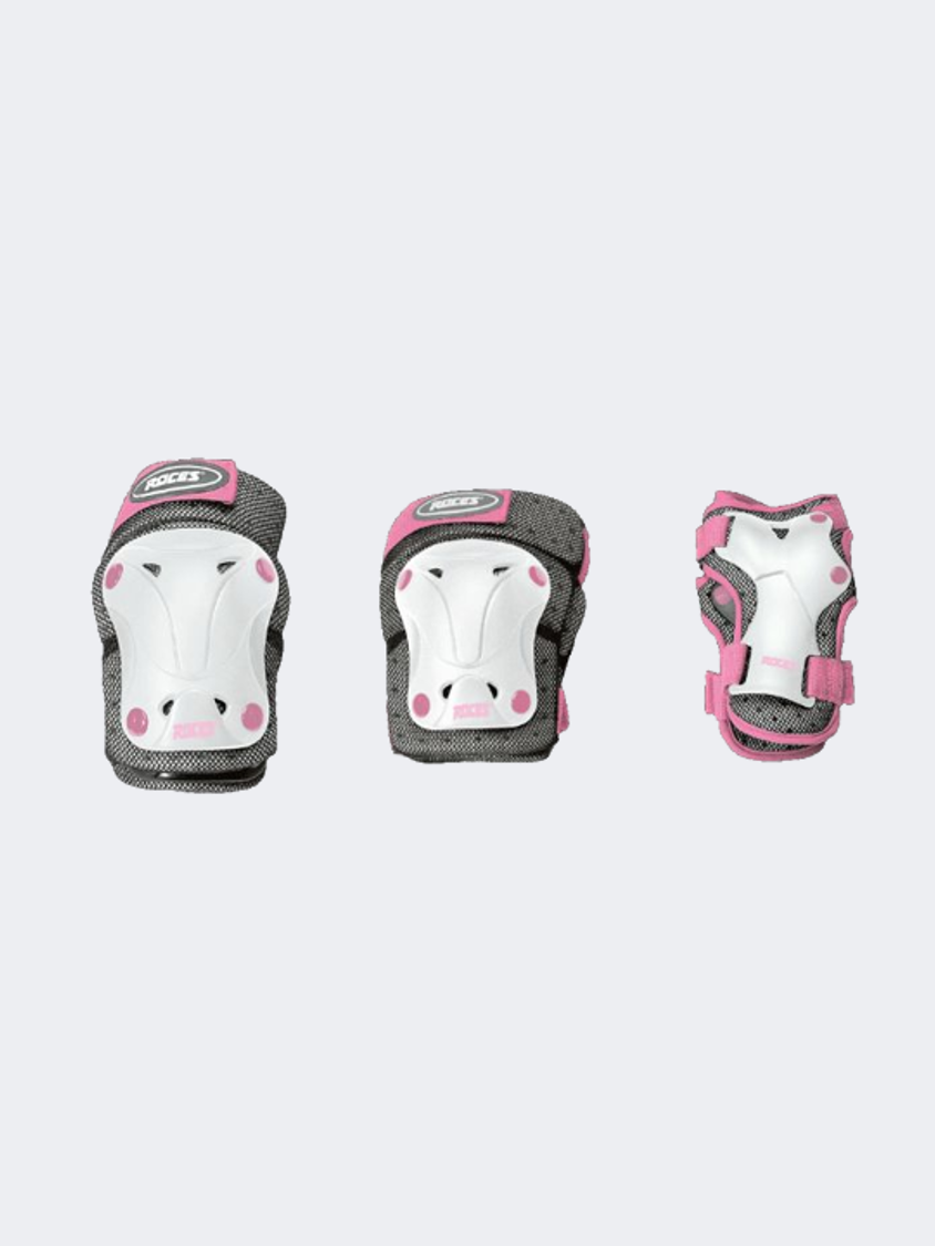 Roces  Jr Ventilated 3-Pack Girls Skating Protection White And Pink 301352