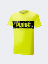 Puma Active Sports Graphic Boys Lifestyle T-Shirt Yellow Burst