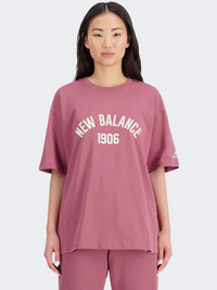 New Balance Essentials Varsity Women Lifestyle T-Shirt Washed Burgundy