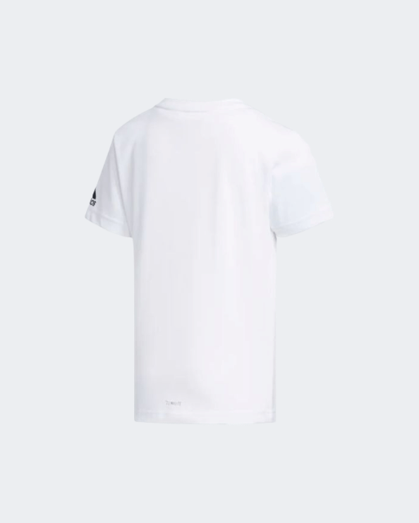 Adidas Cotton Little-Boys Training T-Shirt White/Blue Eh4042