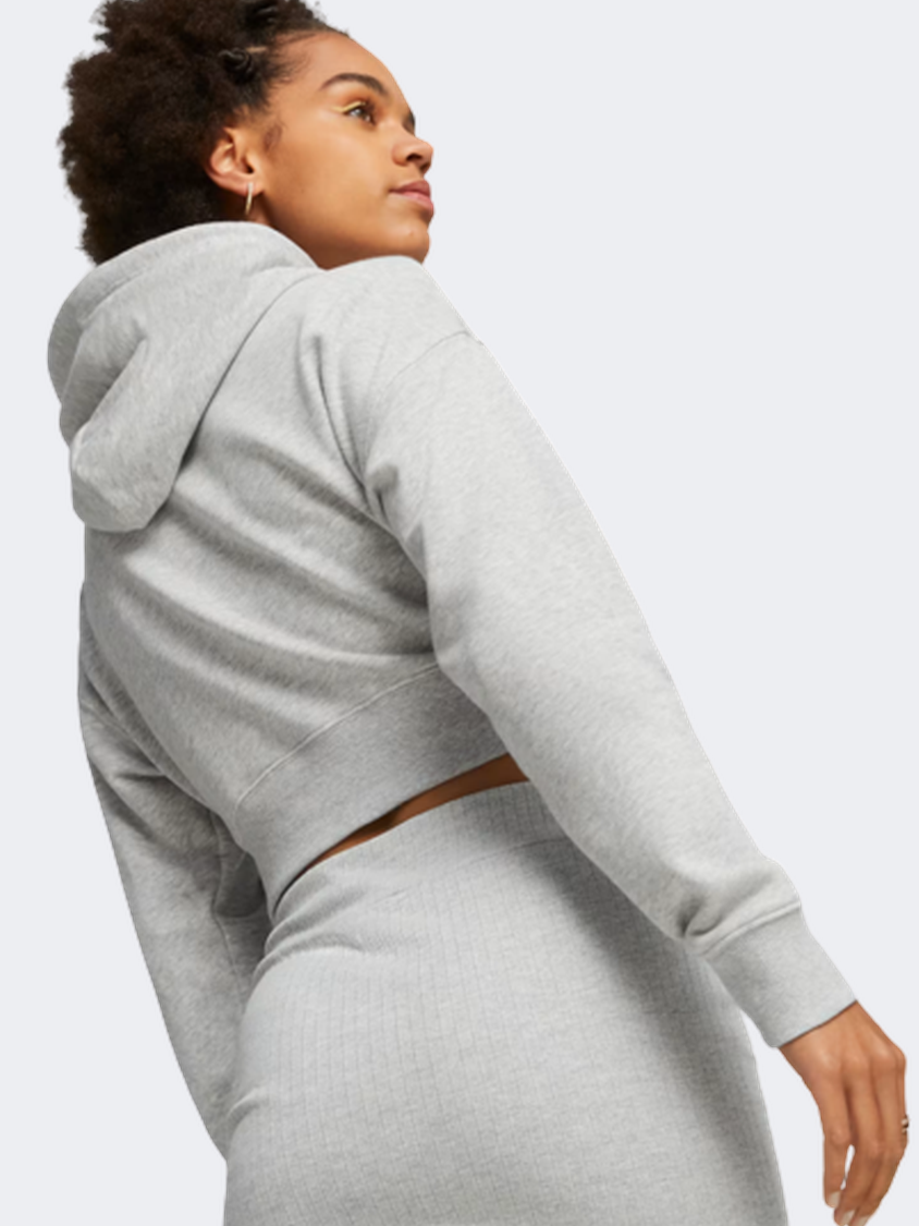 Puma Classics Cropped Women Lifestyle Hoody Light Grey Heather