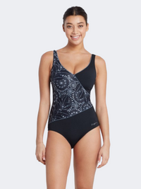Zoggs Wrap Front Women Swim Monokini Black/Steel