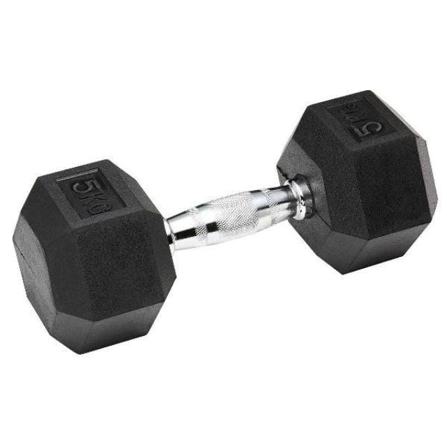 Irm-Fitness Factory Rubber Hex Dumbbell 5Kg Fitness Weight Black