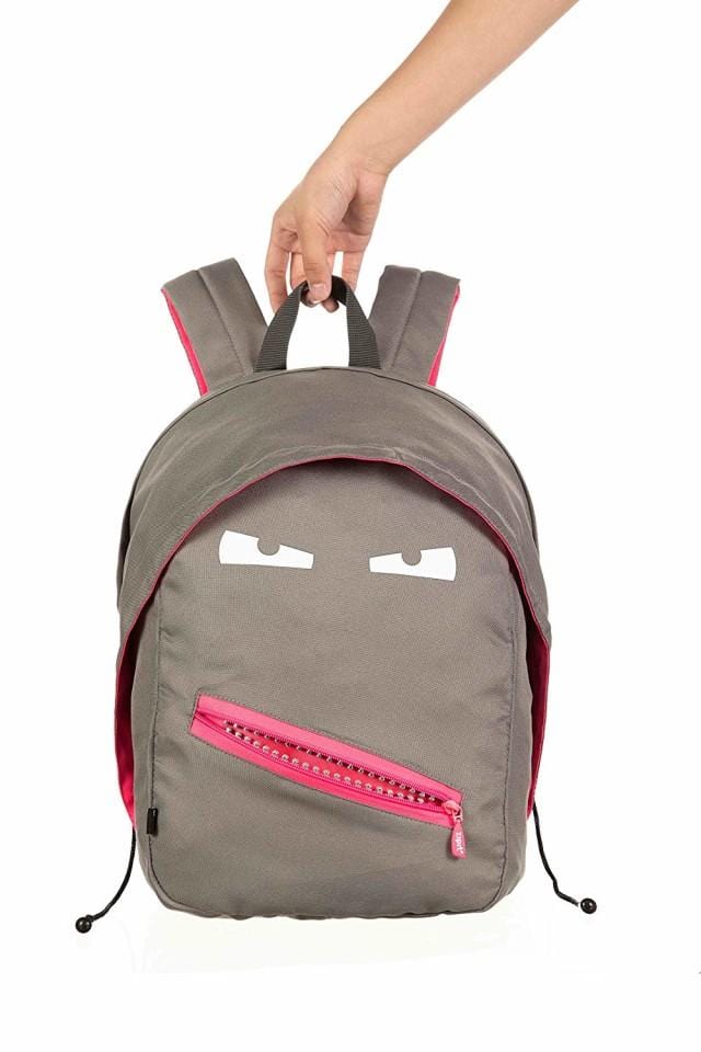 Zipit Grillz Backpack Unisex Bts Bag Grey/Pink Zbpl-Gr-2