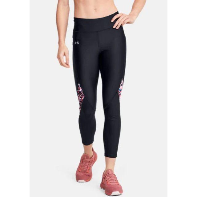 Under Armour Hg Printed Panel Ankle Crop Women Training 3/4 Tight Black Ua1351707-001