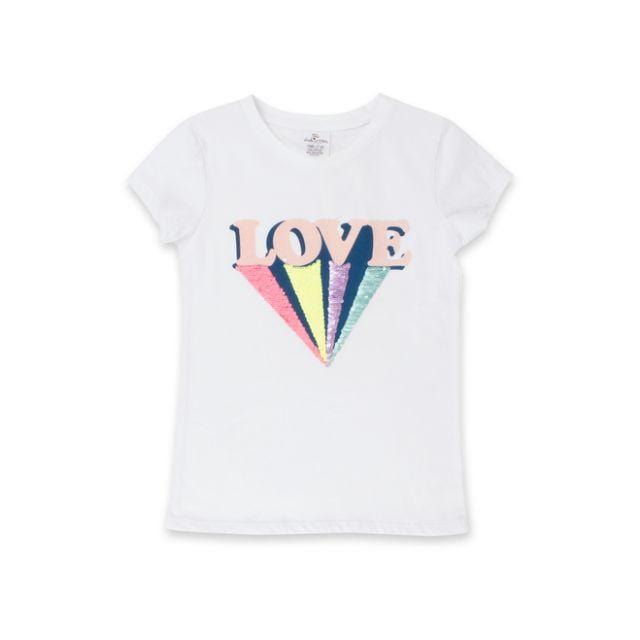 Shade Critters Lve Sequin Love Girls Lifestyle T-Shirt White And Multi St11A-Lve