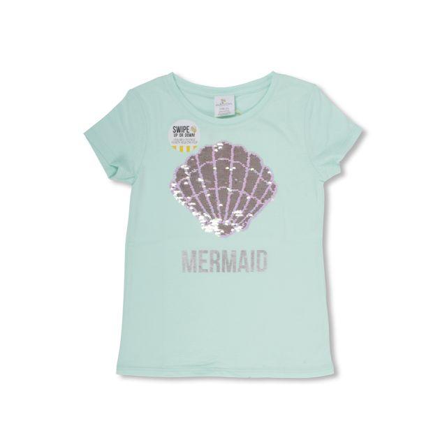 Shade Critters Mer Sequin Shell Girls Lifestyle T-Shirt Green And Pink St11A-Mer