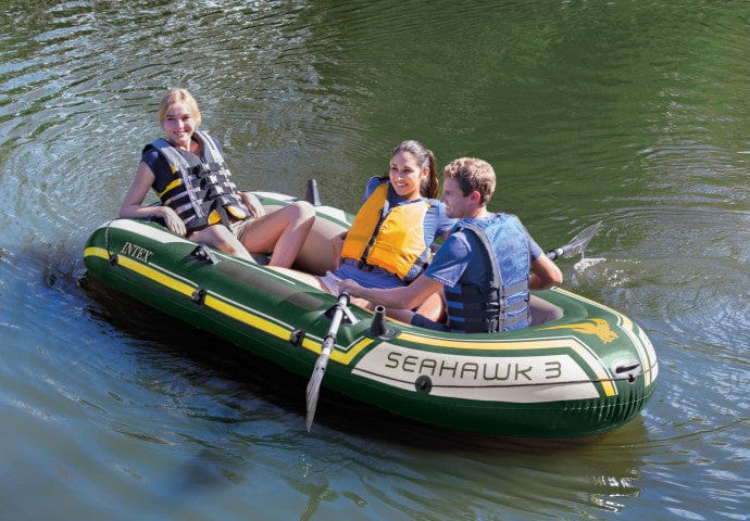 Intex Seahawk 4 Inflatable Boat Set Trolling Motor And Bracket Multicolor