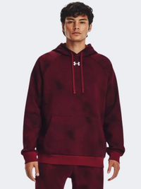 Under Armour Rival Fleece Printed Men Lifestyle Hoody Dark Maroon/White