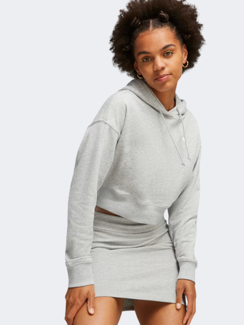 Puma Classics Cropped Women Lifestyle Hoody Light Grey Heather