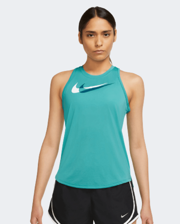 Nike Dri-Fit Swoosh Women Running Tank Teal/White