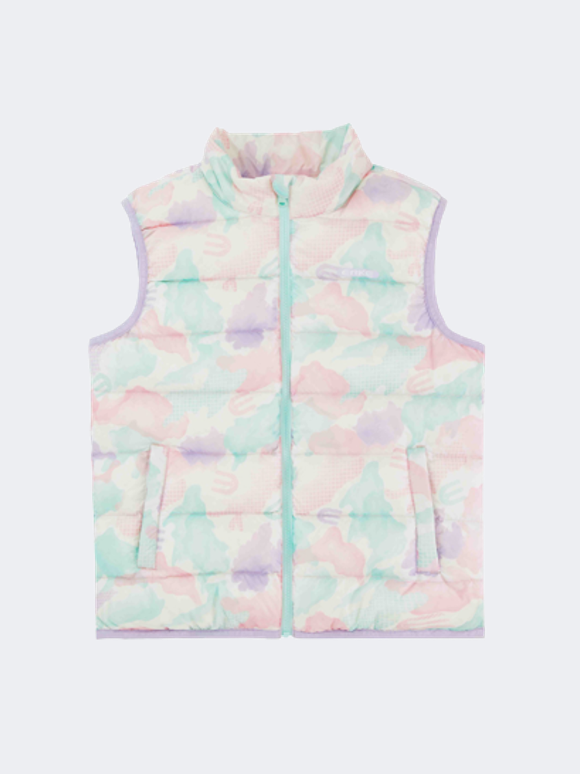 Erke Down Waistcoat Kids-Girls Training Vest Green/Pink Set