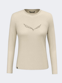 Salewa Solidlogo Dry Women Hiking Long Sleeve Beige Oatmeal