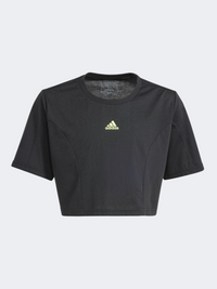 Adidas Dance Crop Sportswear T-Shirt Black/Lime
