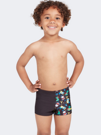 Zoggs Rock Star Hip Racer Boys Swim Swim Short Black/Multi