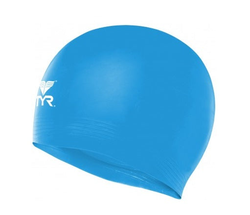 Tyr Unisex Swimming Lcl-428 Solid Latex Blue Swim Cap