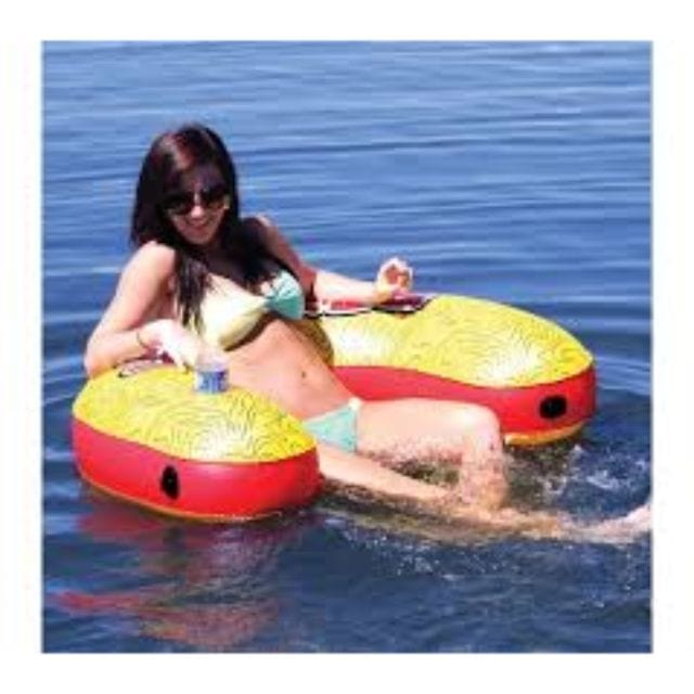 Airhead U Lounge Beach Aqua Inflatable Loungers Yelow And Orange Ahul-1P