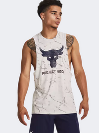 Under Armour Project Rock Brahma Bull Men Training Tank White Clay/Navy