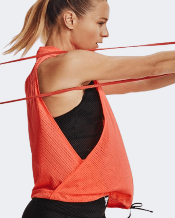 Under Armour Project Rock Mesh Women Training Tank Electric Tangerine