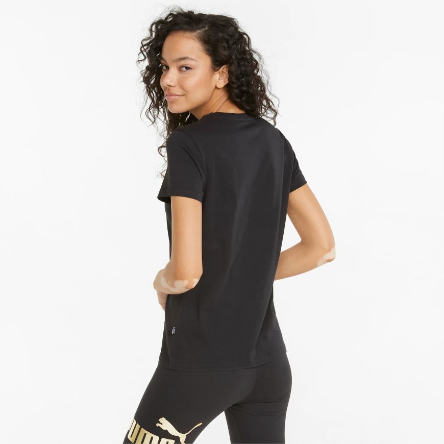 Puma Essentials Metallic Logo Women Lifestyle T-Shirt Black/Gold –  MikeSport Lebanon