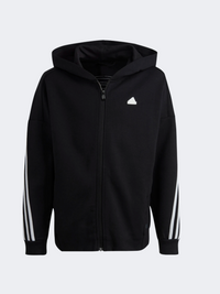 Adidas Future Icons 3-Stripes Full-Zip Hooded Track Gs-Unisex Sportswear Hoody Black/White