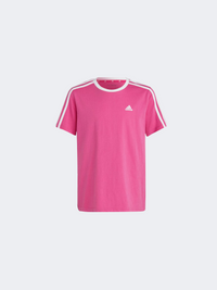 Adidas Essentials 3S Loose Fit Bf Kids-Girls Sportswear T-Shirt Fushia/White